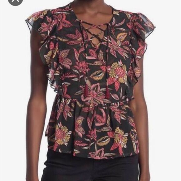 Scotch & Soda Black Floral Blouse - Picture 1 of 10